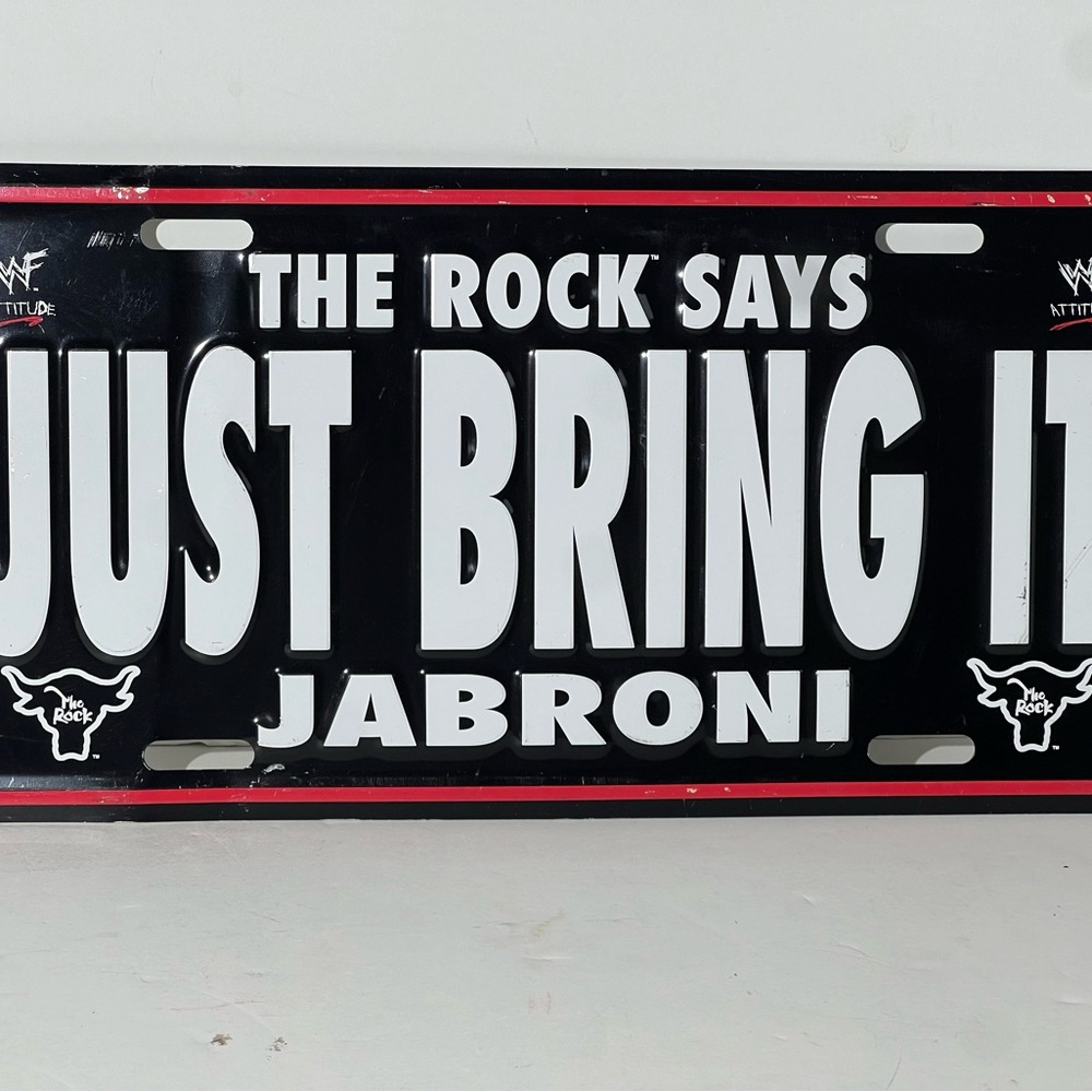 WWE Black and White License Plate - The Rock Says Just Bring‎ It